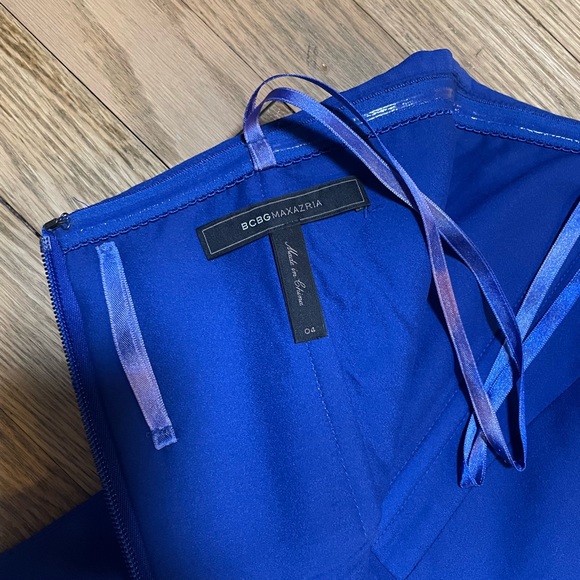 BCBGMaxAzria Charlot Royal Blue Strapless Ruffled Mini Cocktail Party Dress - Picture 7 of 9